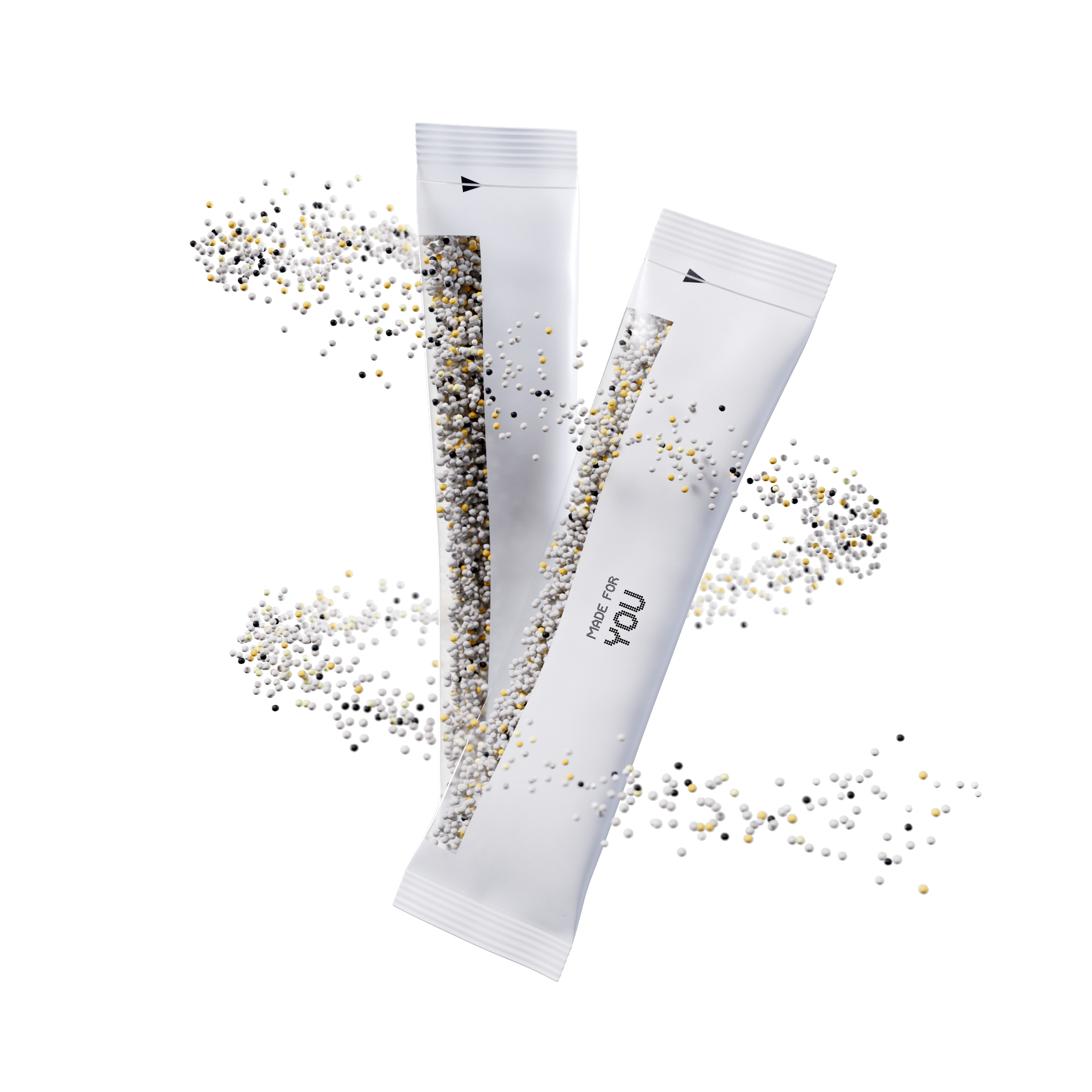 A single PRLS daily sachet filled with personalized micropearls